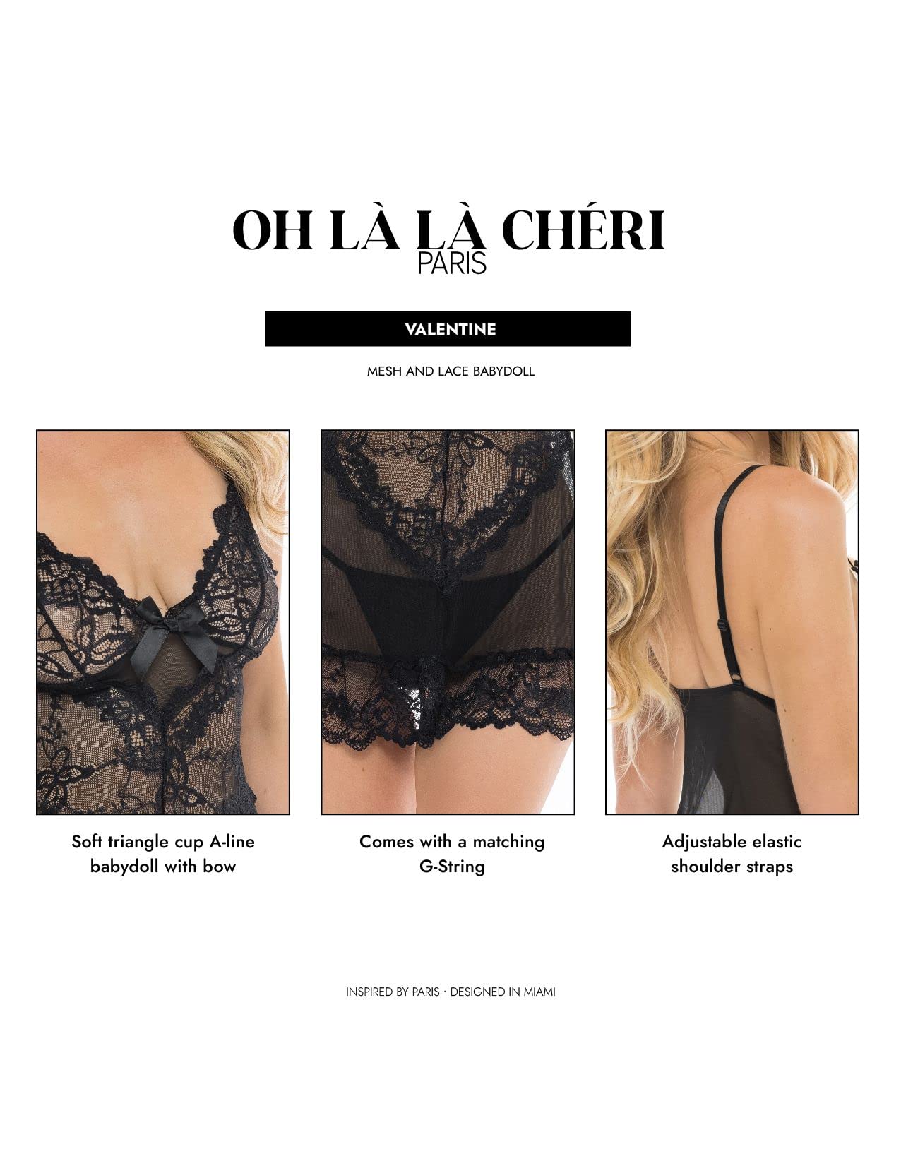 Oh La Cheri Valentine Nocnik Czarny Rozmiar M