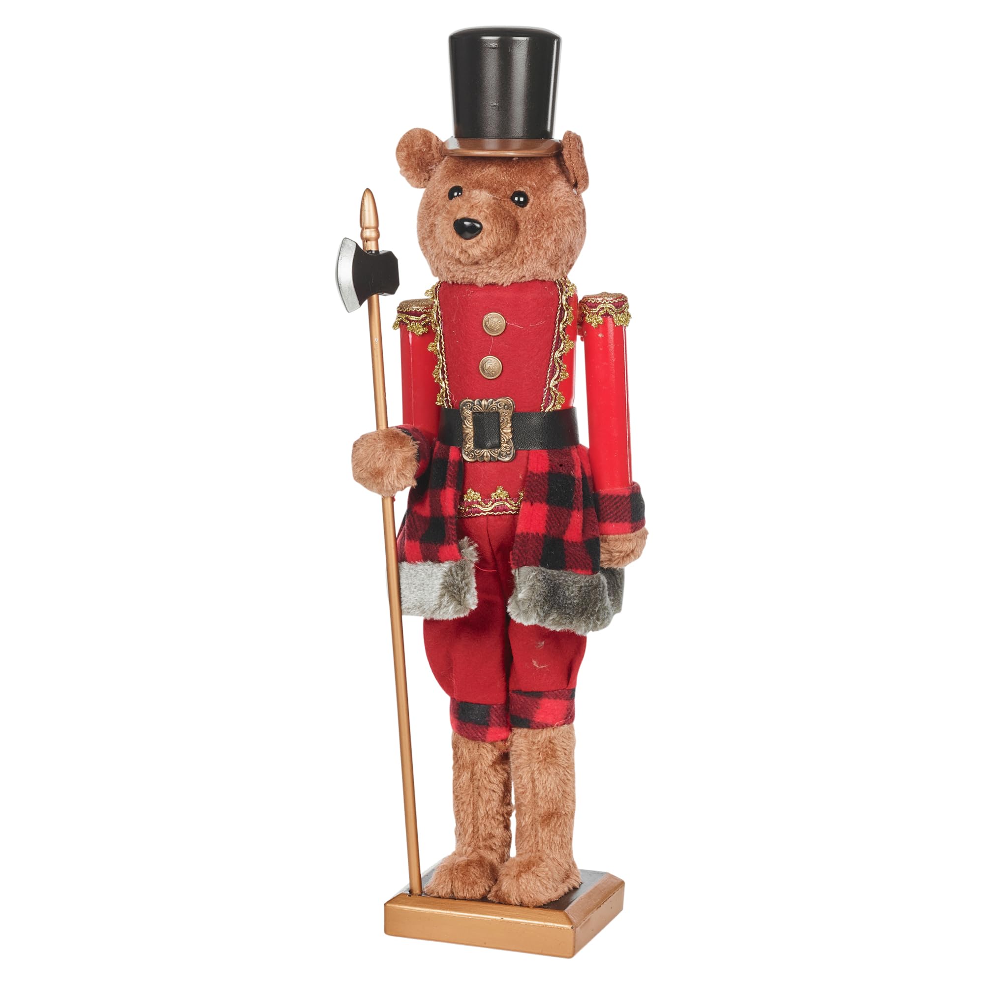 URBNLIVING Ours en peluche de luxe en fourrure Casse-noisette en uniforme Décoration Cadeau Décoration d'intérieur (60 cm)
