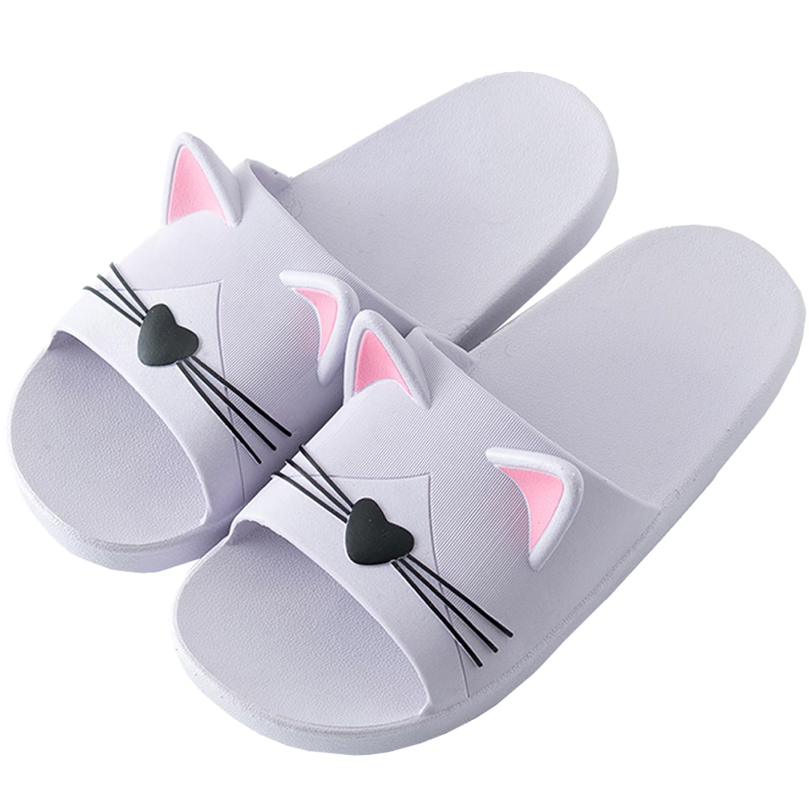 Acfoda Kinder Mädchen Jungen Sommer Hausschuhe mit Katze Damen Herren Weiche rutschfest Pantoletten, Gr.23-44