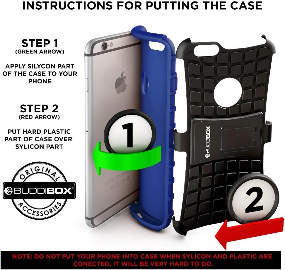 iPhone 6s Case, BUDDIBOX [Wave Belt Series] Slim Belt Clip Holster Rugged Durable Protective Case with Kickstand for Apple iPhone 6 and 6s, (Blue)