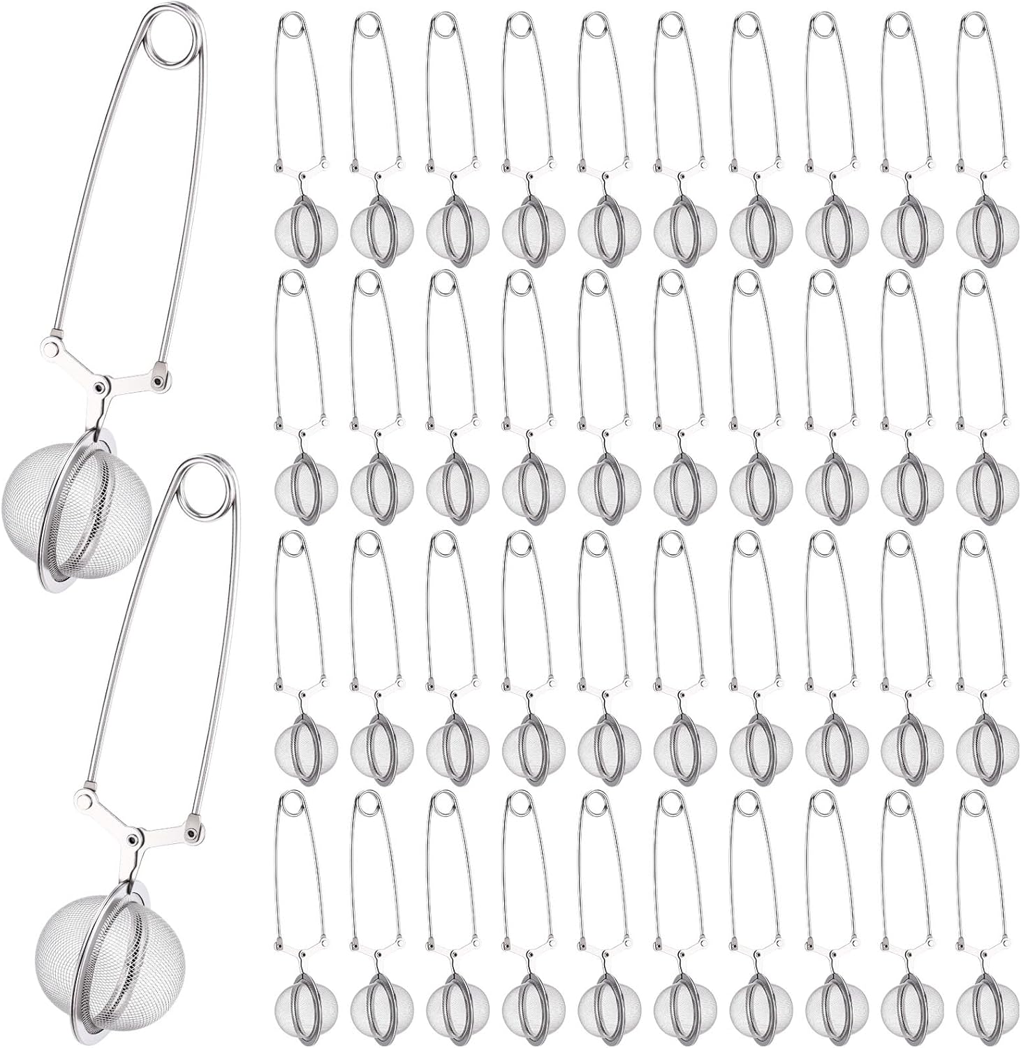 Yinder 40 Pcs Loose Leaf Tea Infuser Stainless Steel Mesh Snap Tea Ball Strainers with Handle Metal (Gold)