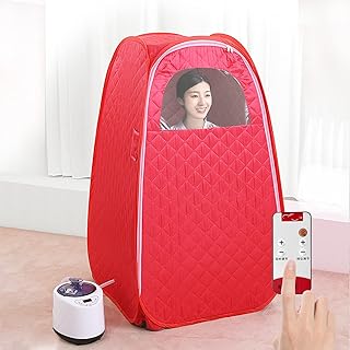 Mini Home Steam Sauna Room, Foldable Personal Outdoor Garden Sauna, Personal Home Sauna Tent with Remote Control Temperature, Spa Weight Loss Machine,Red