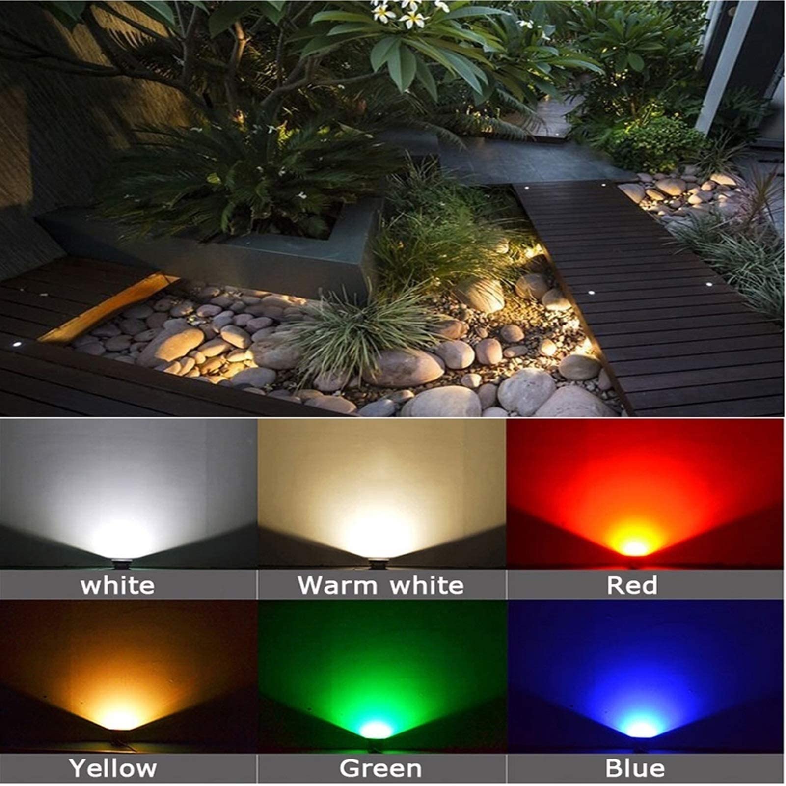 Luces LED para Exteriores empotradas en el Suelo, focos LED de CA 85-265 V, focos LED para Exteriores a Prueba de Agua IP67, focos LED para Exteriores empotrados (Color: luz cálida, tamaño: