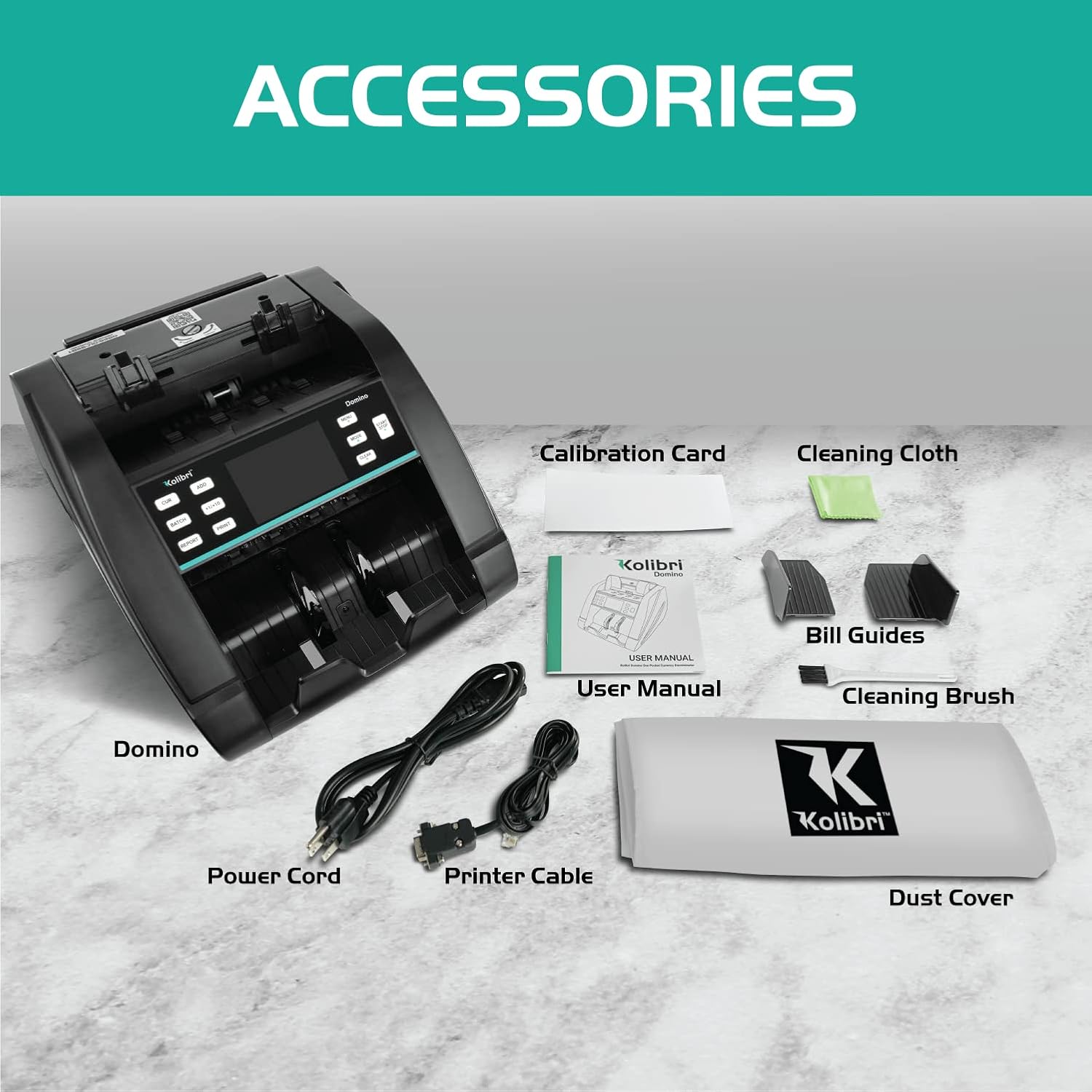 Kolibri Domino US Professional Money Counter Machine Mixed Denomination, with Counterfeit Bill Detector, Multi Currency, Receipt Printing Enabled, 3-Year Warranty : Office Products