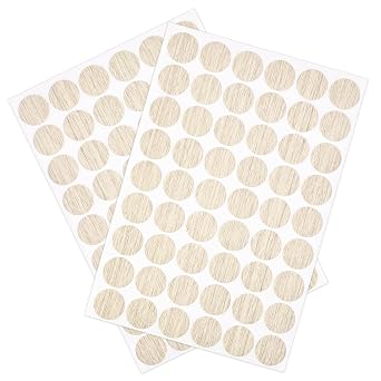 Self-Adhesive Screw Hole Stickers, Screw Cover Stickers, 21 mm PVC Cover Caps for Furniture Desk Wall Cabinets Wardrobes 2 Sheets/108 Pcs Light Beige