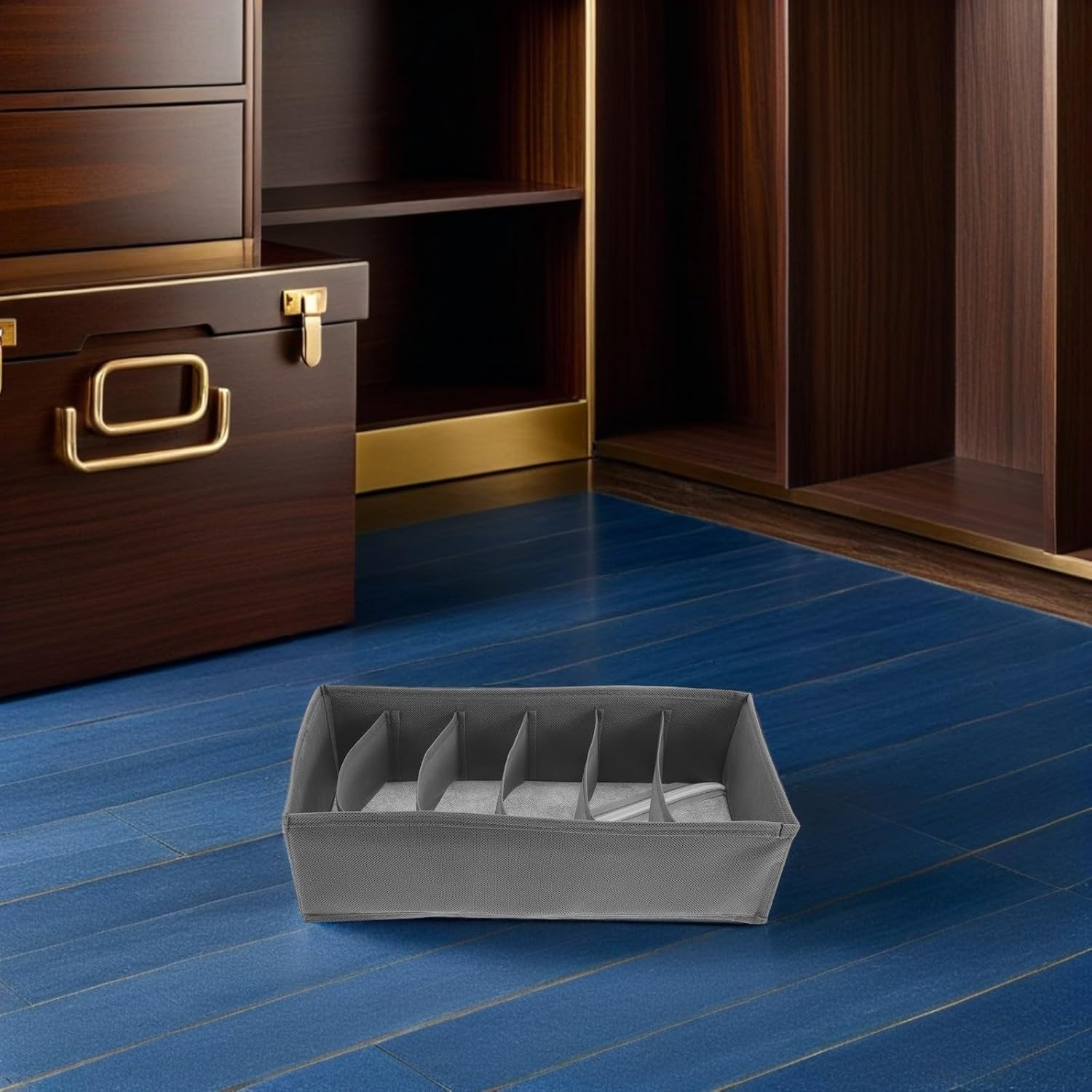3pcs Foldable Cloth Storage Bins for Underwear and Clothing, 6-compartment Drawer Organizer Boxes, Quick Access Fabric Storage, for Closet and Travel