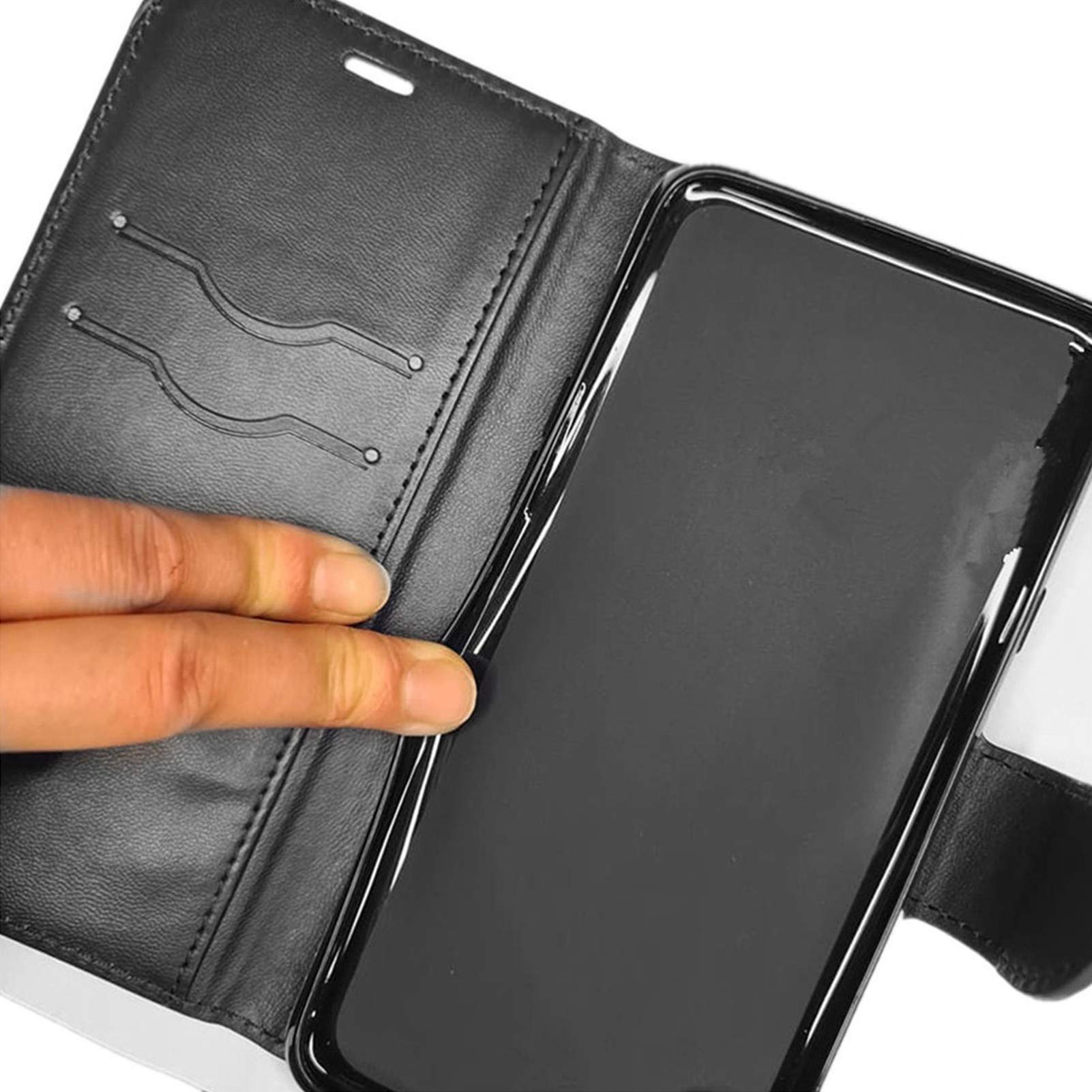 SATURCASE Custodia Portafoglio Per Oppo A9 2020 / A5 2020 – Pelle PU Con Chiusura Magnetica, Slot Per Carte E Supporto, Colore Nero