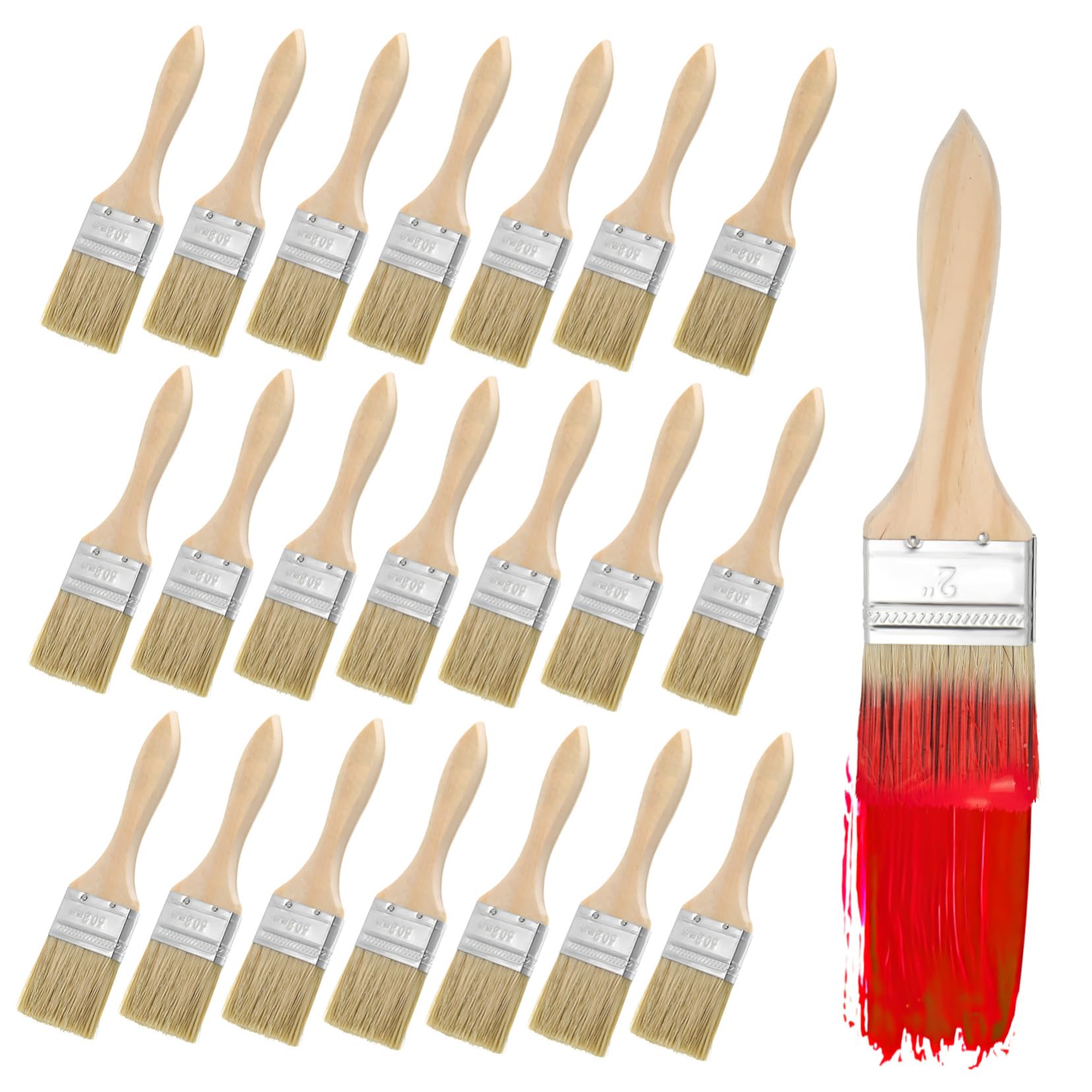 Pinceaux de Peinture Lot de 30 à Manche en Bois Épais