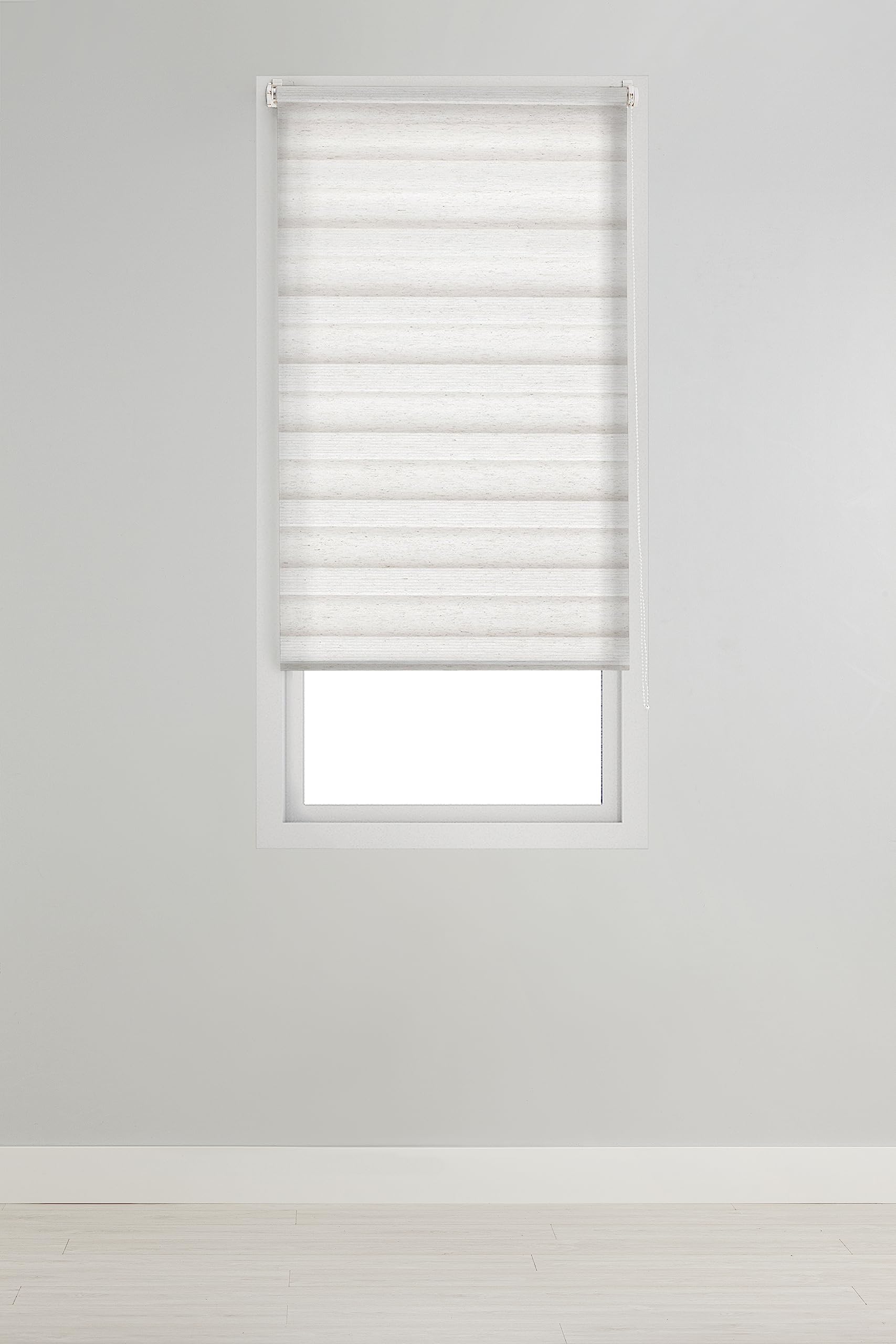 Estoralis | VERAL | Tenda a Rullo Notte e Giorno|"Nessuna perforazione" Doppio Tessuto| Lino | 45 x 150 cm (larghezza/altezza) dimensione del tessuto 42 x 150 cm. | Tende per finestre e porte