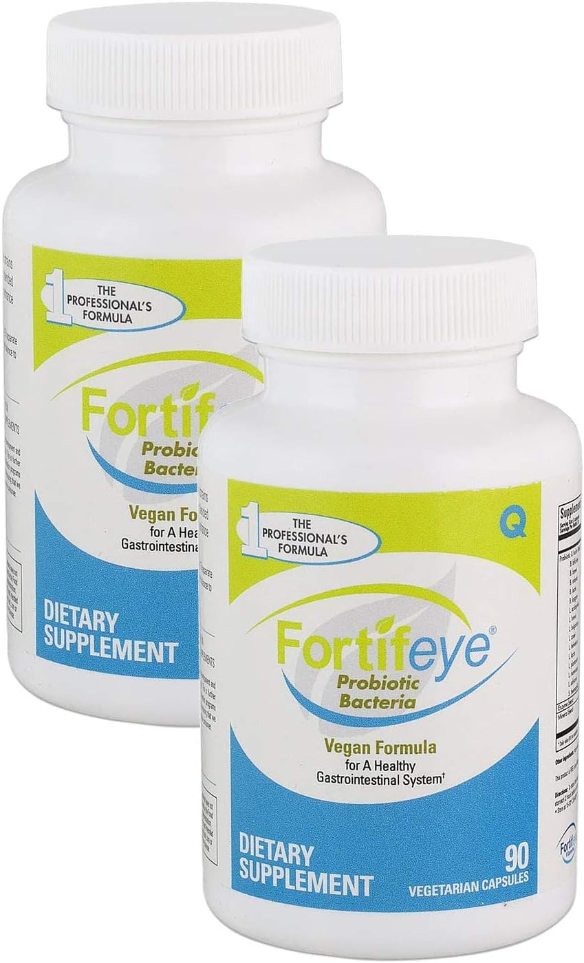 Probiotic Bacteria Natural Vegan Supplement with Digestive Enzymes 90 Capsules 30 Day Supply - Probiotics for Digestive Health Women, Men & Kids, Supports Digestion, Bloating and Ocular Systems