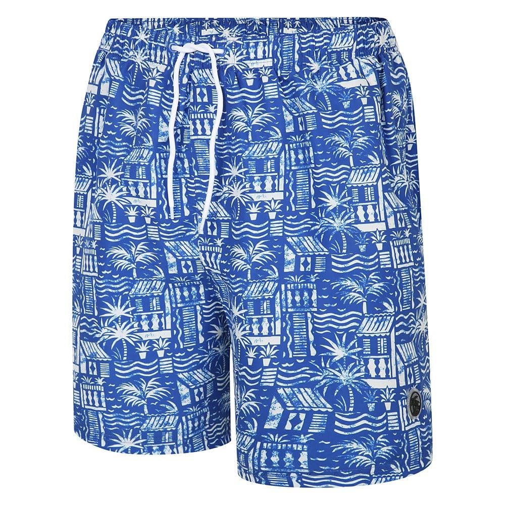 Espionage Big Size Hawaiian Print Water Short Men's (SW097) Royal/White, 3XL