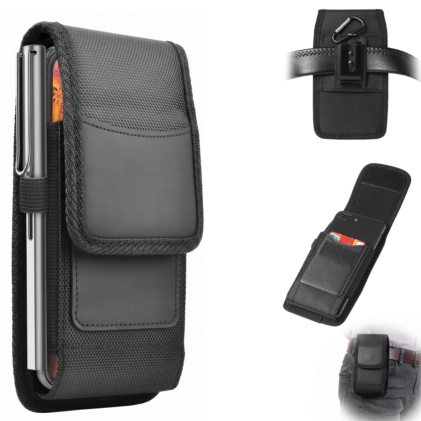 AFCJLTO Funda Móvil Cinturón, Bolsa Cinturon Universal para Teléfono Móvil con Clip, Estuche Soporte Cintura Vertical Hombre, para Acampar, Senderismo, Ciclismo Negro(tamaño L AFCJLTO Funda Móvil Cinturón, Bolsa Cinturon Universal para Teléfono Móvil con Clip, Estuche Soporte Cintura Vertical Hombre, para Acampar, Senderismo, Ciclismo Negro(tamaño L