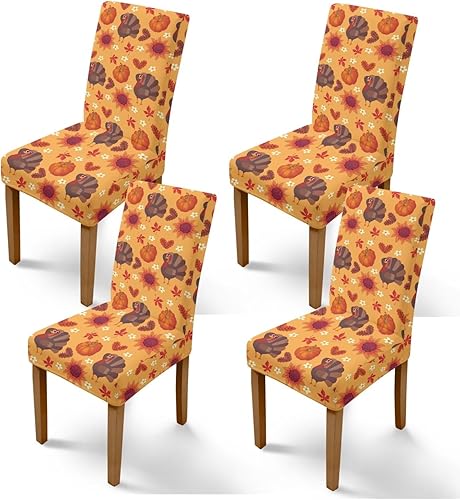 Miniatura 41 de Rnyleeg Fall Autumn Seat Covers for Dining Chairs Set of 2 Leaves Themed Stretch Dining Chair Covers Soft Comfy Chair Slipcovers for Kitchen Hoja de