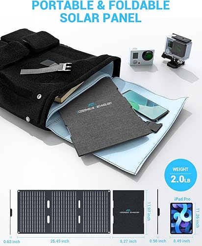 Miniatura 8 de Ecosonique - Cargador solar portátil de 30 W, paneles solares plegables con USB C USB A ETFE impermeable para camping mochilero compatible con