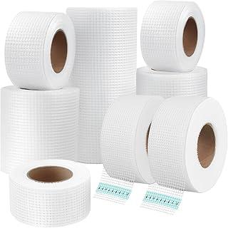 8 Rollen Fugenband Selbstklebend Glasfaser-Gewebe Reparaturband, Glasfaser-Gewebeband für Reperatur- & Spachtelarbeiten, 3 Größen 5cm x 25m,10cm x 25m, 20cm x 25m