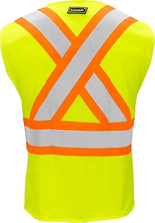 Ironwear 1287 Class 2 Flame-Retardant X-Back Safety Vest w / Zipper & Radio Clips