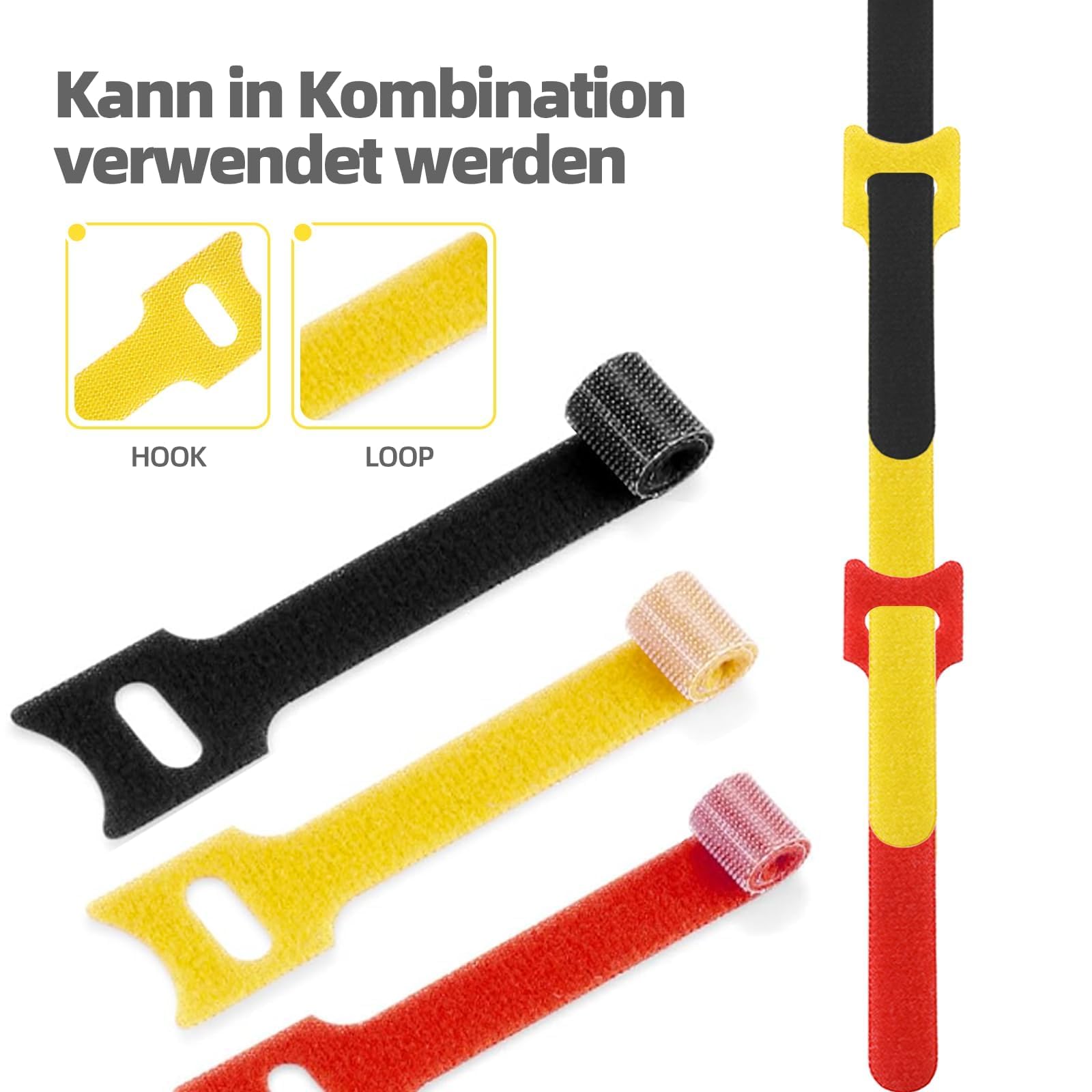 100 Stück Wiederverwendbare Kabelbinder Aus Klettband – Praktische Kabelorganizer Für Zuhause & Büro (150x12mm)