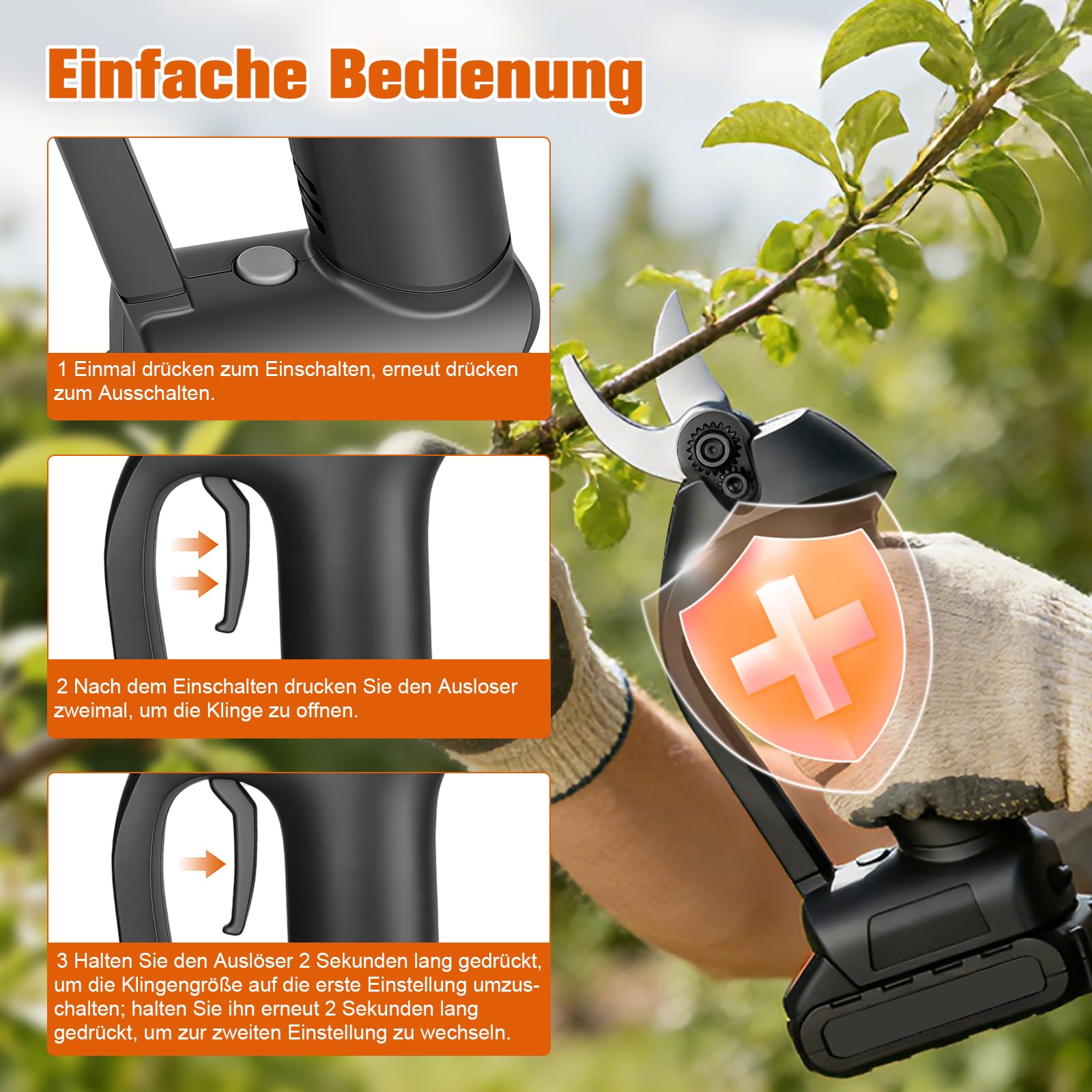 ERWEY Secateur Electrique Sans Fil pour Makita Batterie 18 V, Sécateur Électrique Max 40mm avec 2 Lames, Coupe Branche pour Vigne, Arbustes, Succursales, Fruitiers, Sans Batterie