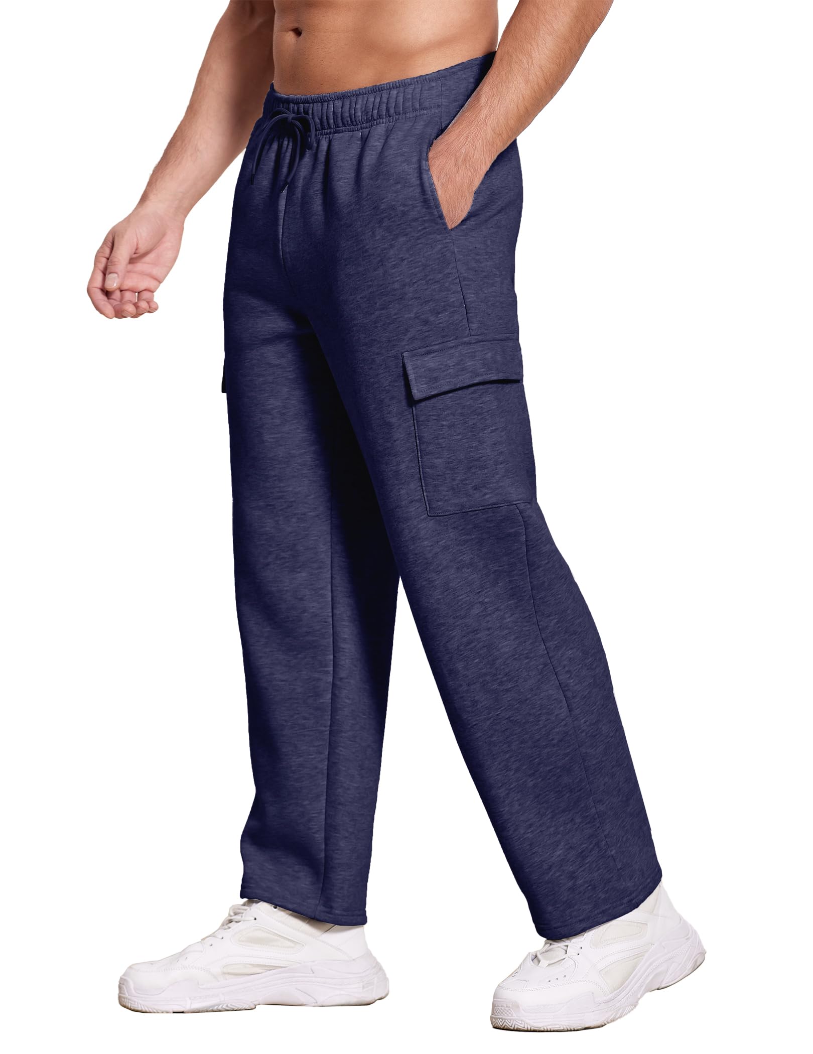 Fleece Pants Navy Blue Cargo Sweatpants Deyeek Men's Fleece Cargo