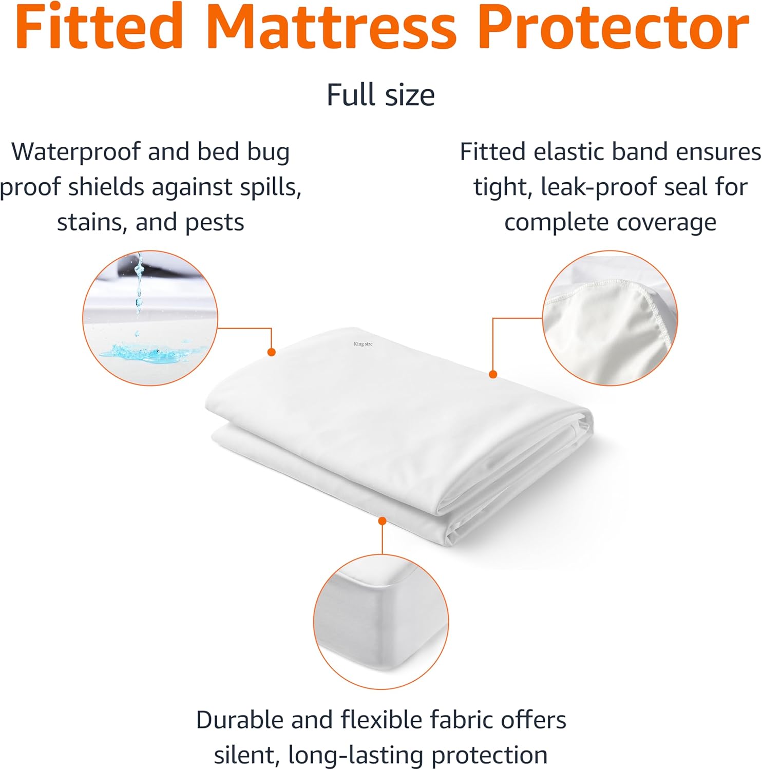 amazon basics waterproof mattress protector, white, full protector full