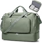 Travel Duffel Bag Sports Gym Tote Bag for Women, Weekender Carry on Luggage Bag for Airplanes, Lightweight Overnight Shoulder Bag Waterproof Beach Hospital Bag with Shoes Compartment,D05-Beige Brown