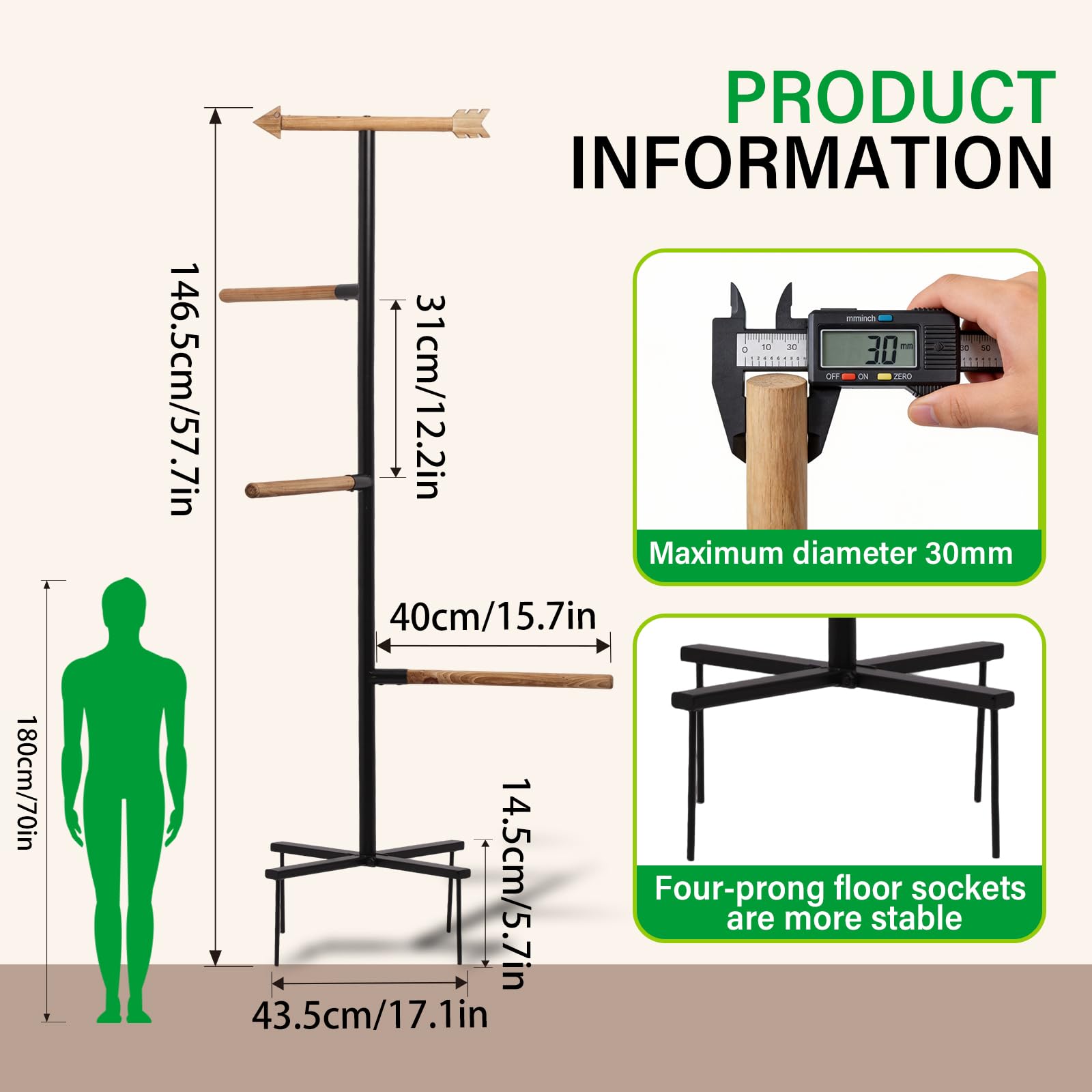 Tnstbiee Percha grande para pollo, percha de madera de 4 ramas y parque infantil para pájaros al aire libre, barras de gallinero para gallinero y patio trasero, 57 pulgadas de alto x 16.5 pulgadas R