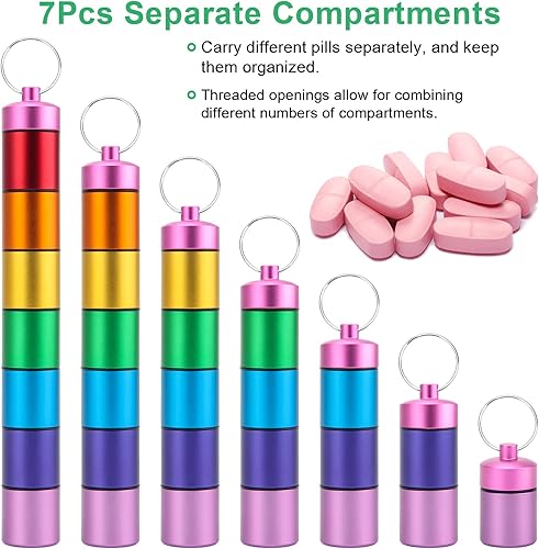 Miniatura 6 de Pastillero portátil pequeño, impermeable, de metal, para pastilleros, tubo, mini organizador de píldoras semanal, pastilleros, contenedor de