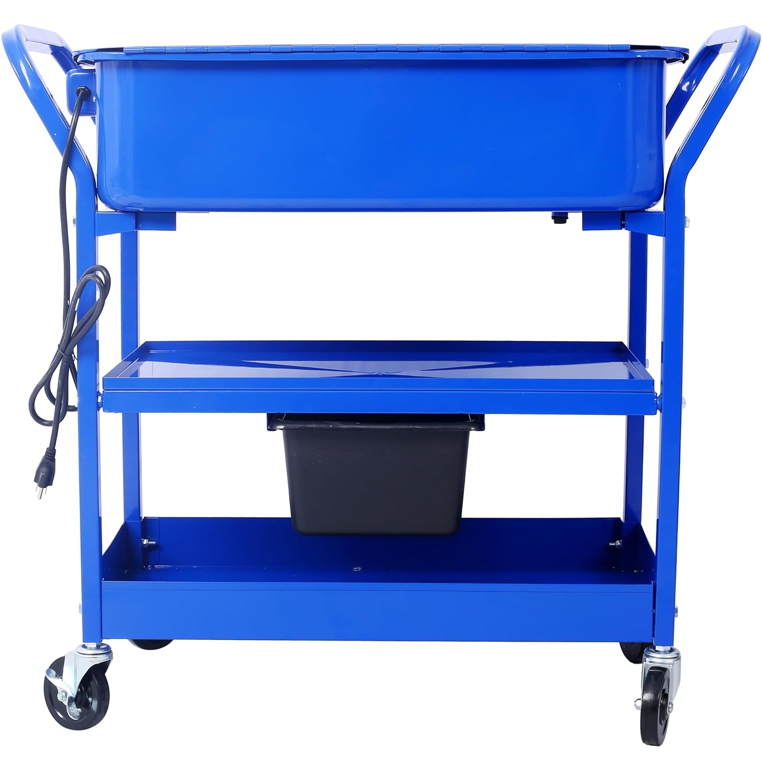 Mobile Parts Washer, 20 Gallon Capacity Portable Parts Cleaner for Use with Water Based Cleaning Solutions, Heavy Duty 20 Gauge Steel, 325 GPH Pump Power, with Drain Tray