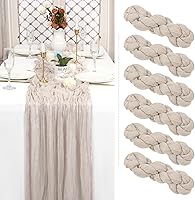 Vista 180 de Showgeous 10 Pack Baby Pink Cheesecloth Table Runner 10FT Long Semi-Sheer Gauze Table Runner Boho or Rustic Wedding Decor for Wedding Decor Arch