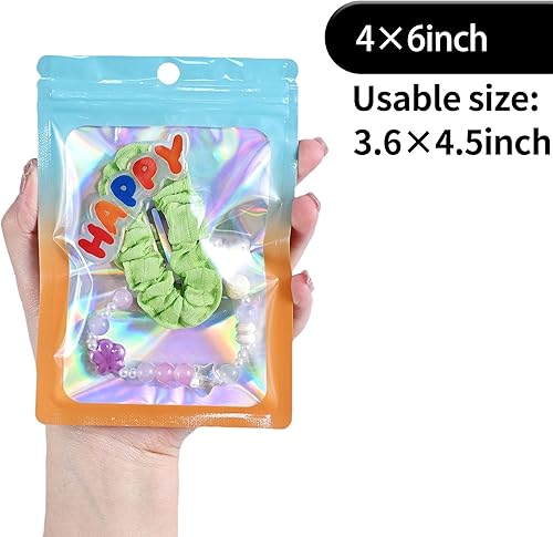 Miniatura 8 de Millefiore Bolsa resellable de Mylar ideal para oficina, hogar, fiesta, almacenamiento de alimentos (100 unidades, color holográfico, 2.7 x 9