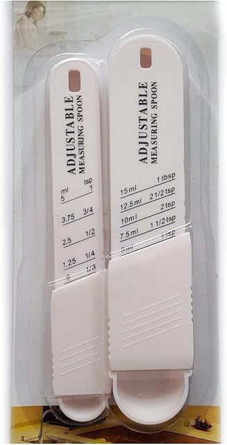 NEW 2 ADJUSTABLE SLIDING MEASURING SPOONS ML TSP TBSP EASY TO USE & STORE PRIMA