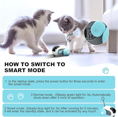 Miniatura 5 de Turbo Tail 5.0 - Juguete para gatos con control remoto con 2 modos, juguetes interactivos para gatos de interior, juguete automático inteligente