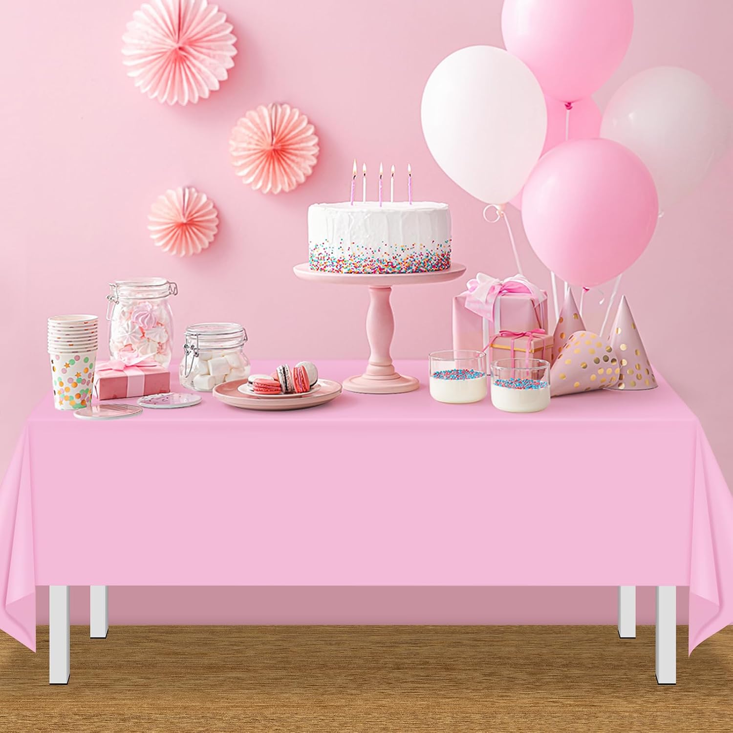12 Pcs Winter Onederland Girl Birthday Tablecloth Pink and Silver White Plastic Disposable Girl 1st Birthday Table Covers for Baby Shower Gender Reveal Snow Princess Party Decorations,54 X 108 inch