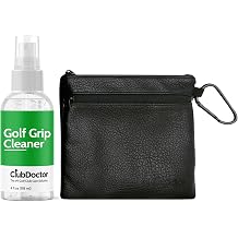 Club Doctor Golf Grip Cleaner Safe for All Grip Types | Restores Tackiness, Improves Grip Feel & Golf Valuables Pouch Premium Zippered Golf Accessories Bag with Metal Carabiner, Compact Organizer