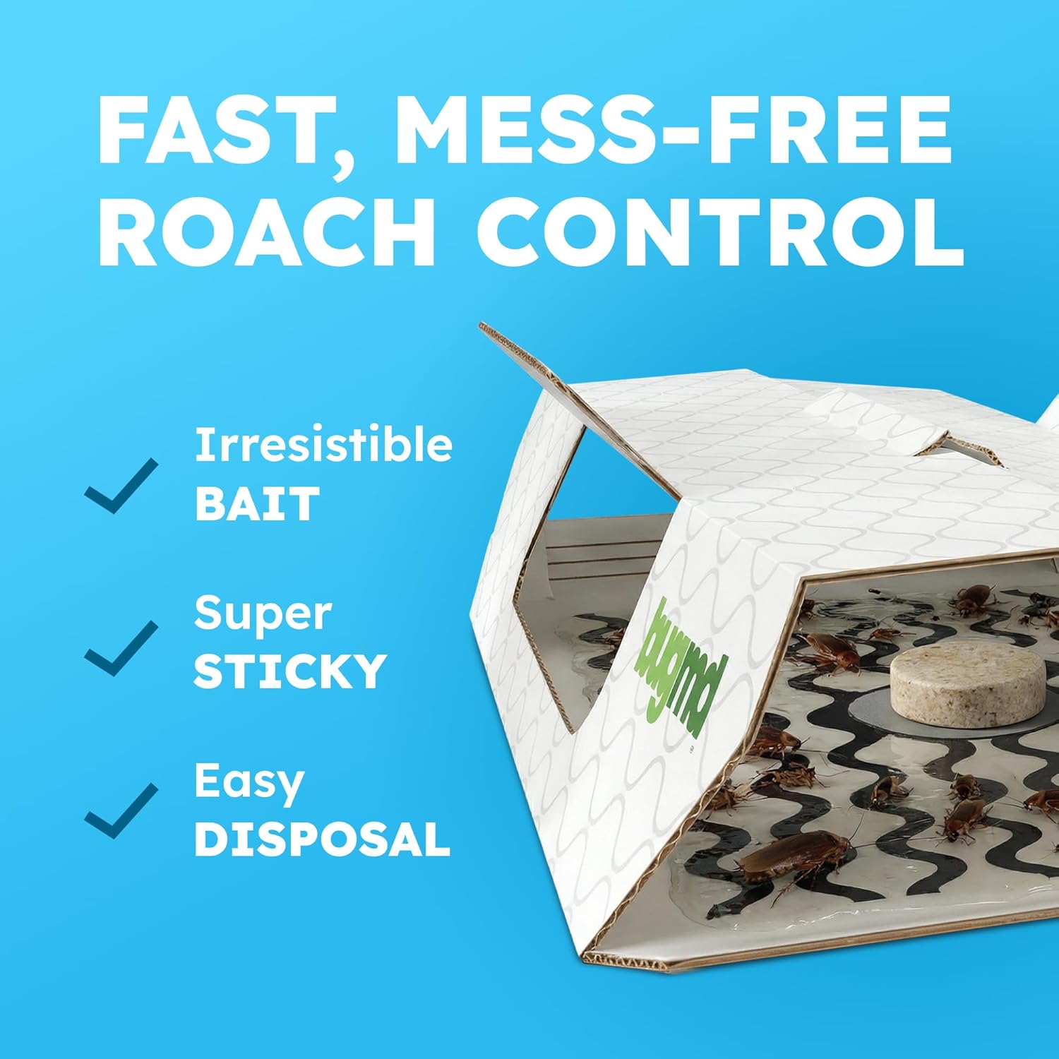 BugMD Indoor Cockroach Killer & Roach Trap - Sticky Insect, Spider, Cricket Control for Home - Glue Traps Pest Defense, 12 Pack Sticky Bug Solution