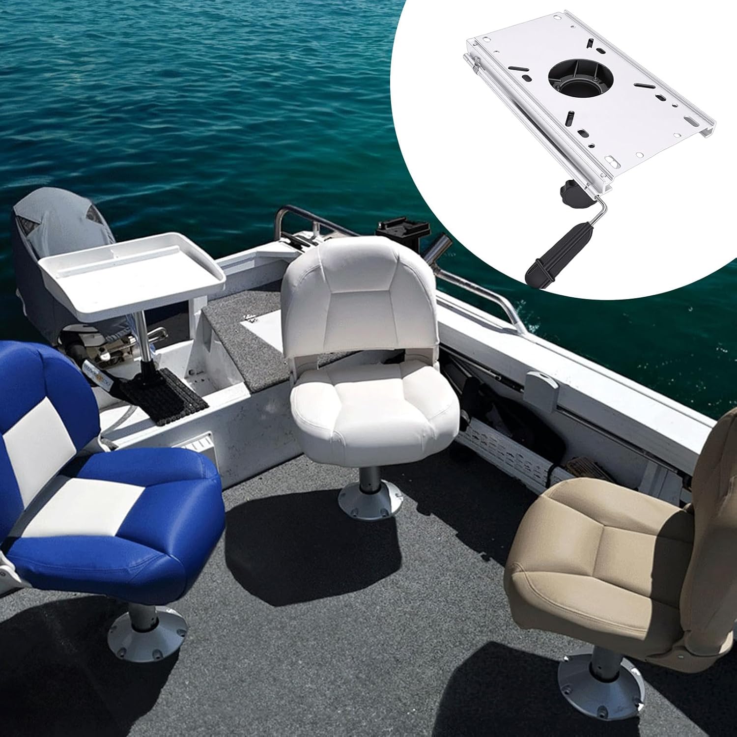 HEEPDD Boat Seat Slider, Seating Accessories Boat Seat Pedestal Slide, 5.51in Slide Range for Fishing Boats Bass Boats and Pontoon Seats Slider, Aluminum Alloy Adjustable Nan