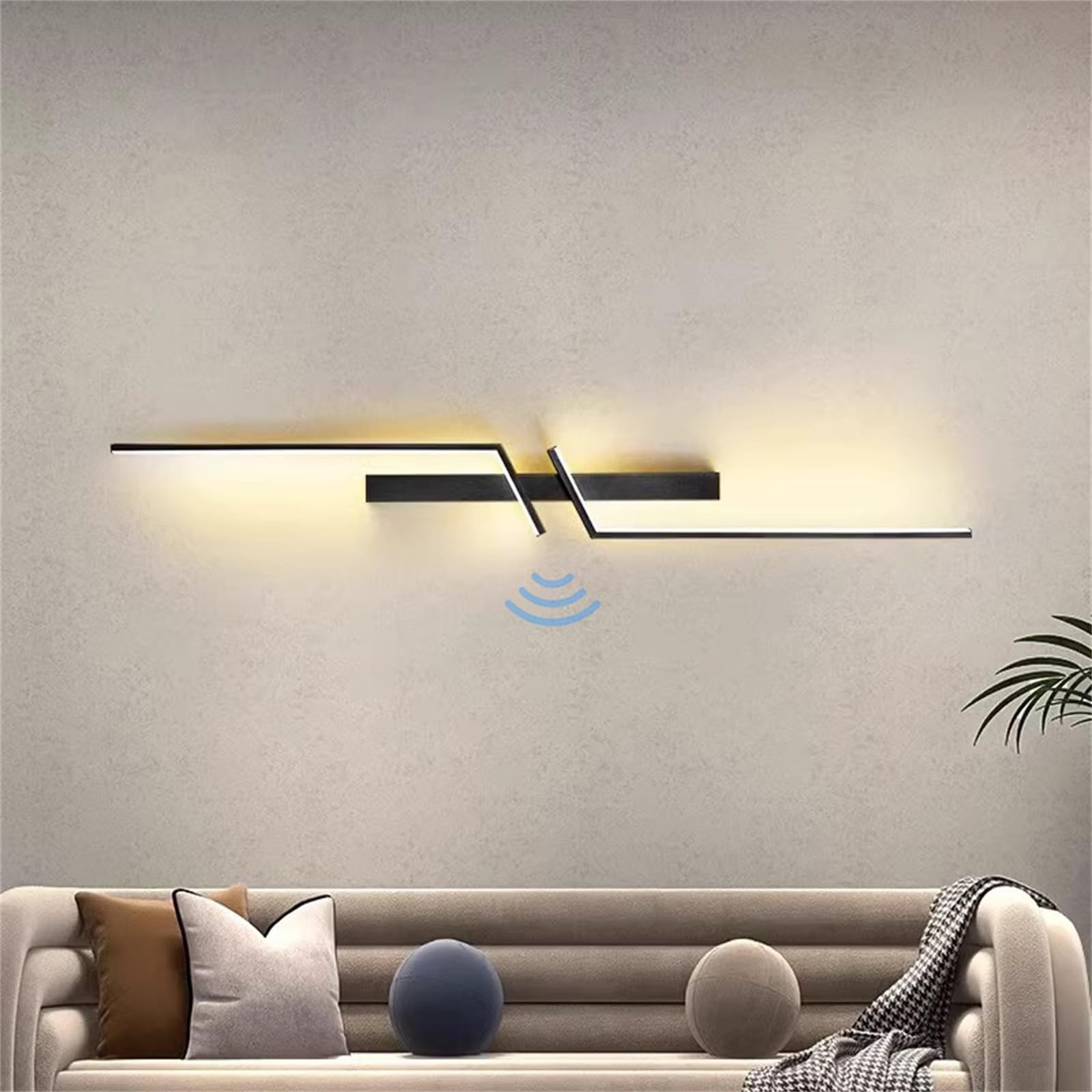 Nowoczesne kinkiety ścienne, lampa ścienna LED do wnętrz z czujnikiem ruchu 4000 K, metalowa lampa ścienna, ładowana przez USB, zasilana baterią, liniowe oświetlenie ścienne w