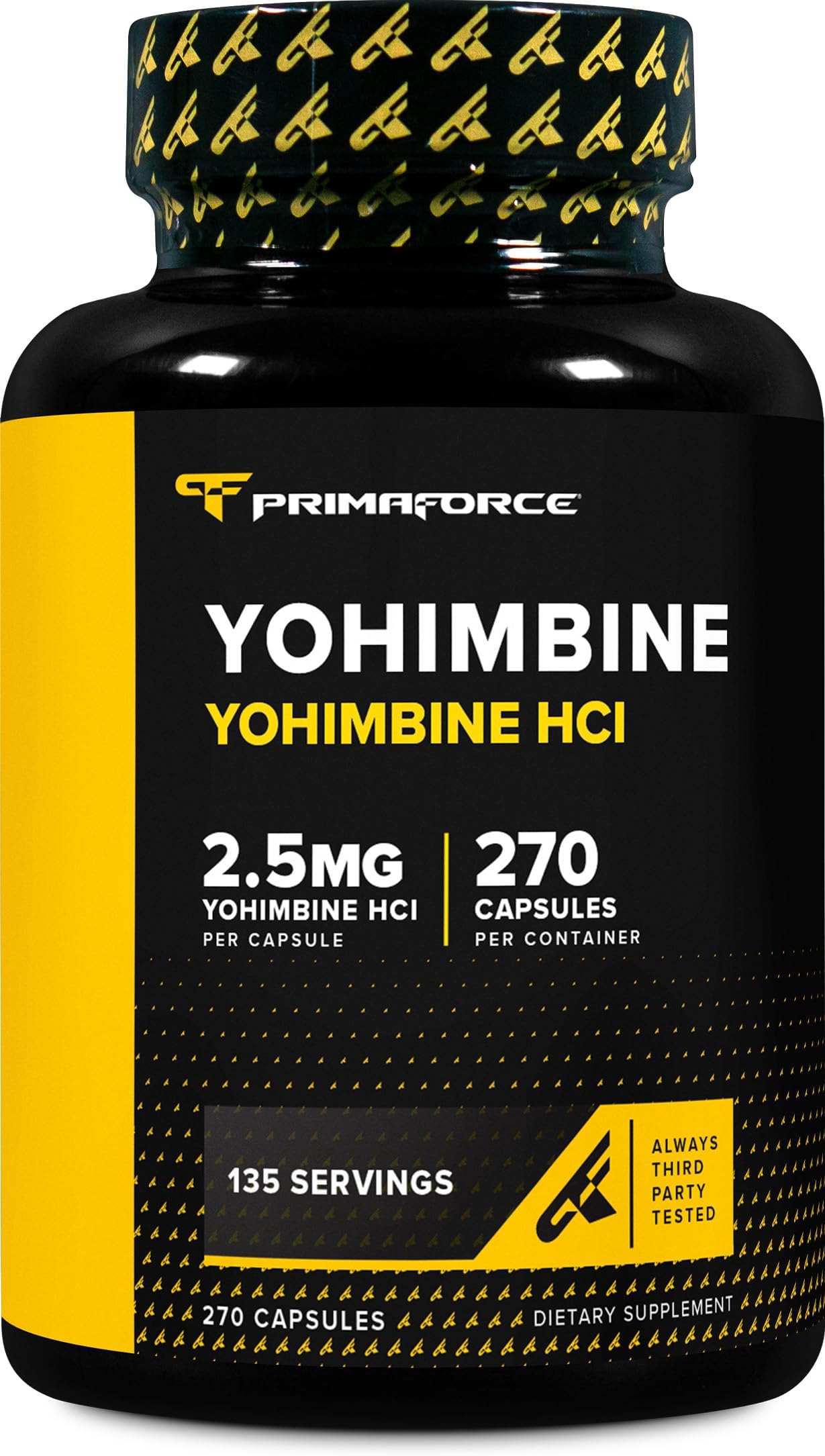 PrimaForce Yohimbine HCl 2.5mg, 270 Capsules - Premium Supplement, Boosts Performance, Zero Fillers, Non-GMO and Gluten Free