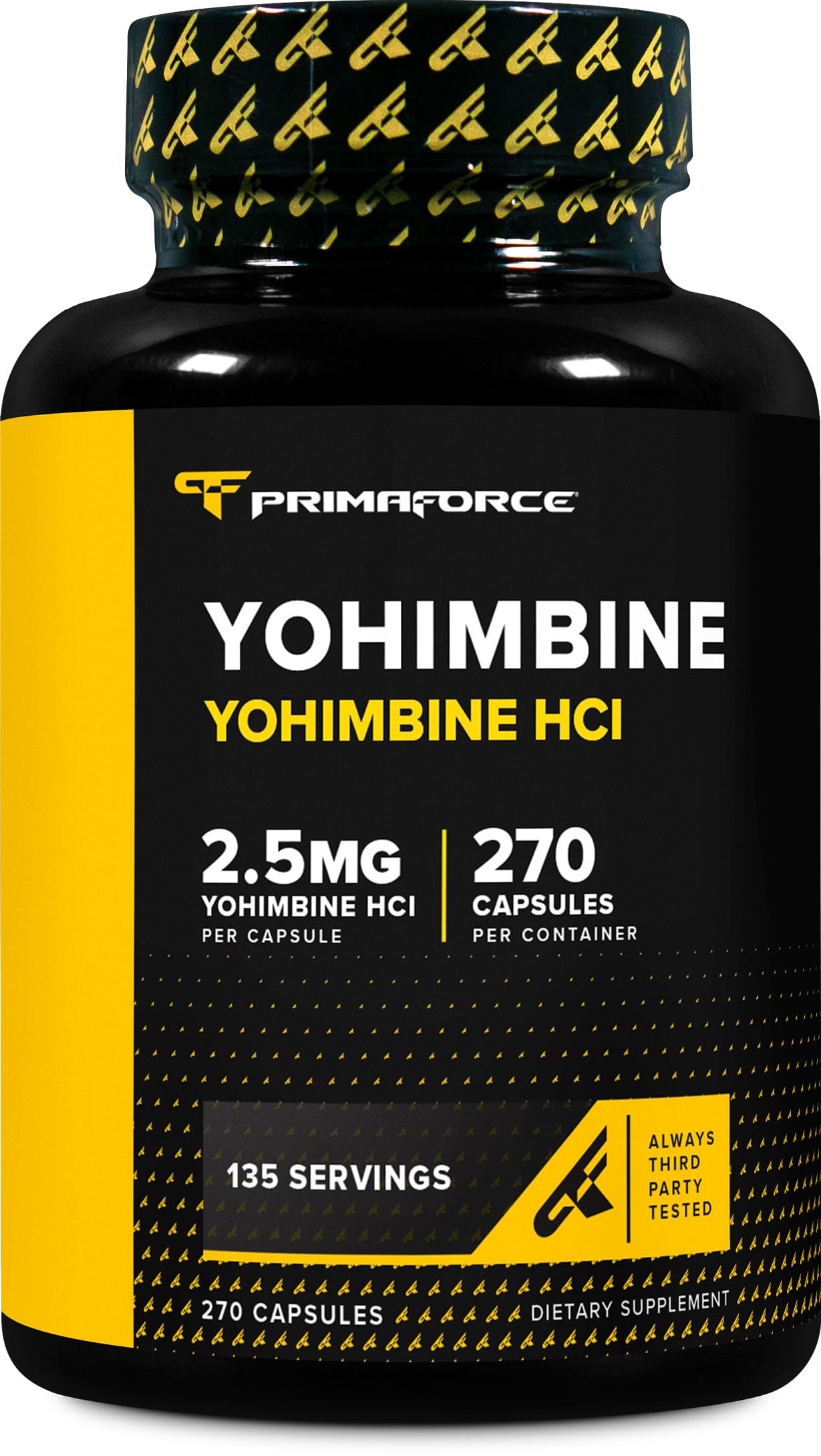 PrimaforceYohimbine HCl 2.5mg, 270 Capsules - Premium Supplement, Boosts Performance, Zero Fillers, Non-GMO and Gluten Free