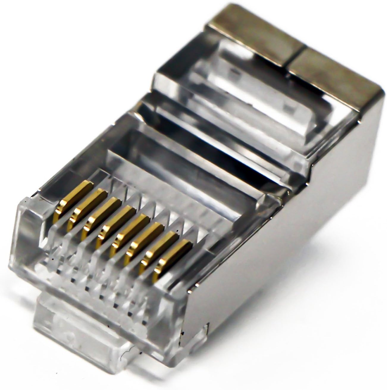 Tupavco TP806 Shielded RJ45 CAT5 CAT5E Crimp Connector (100 Pack Bag) 8P8C STP Ethernet Network Cable Plug Crimp Jack...