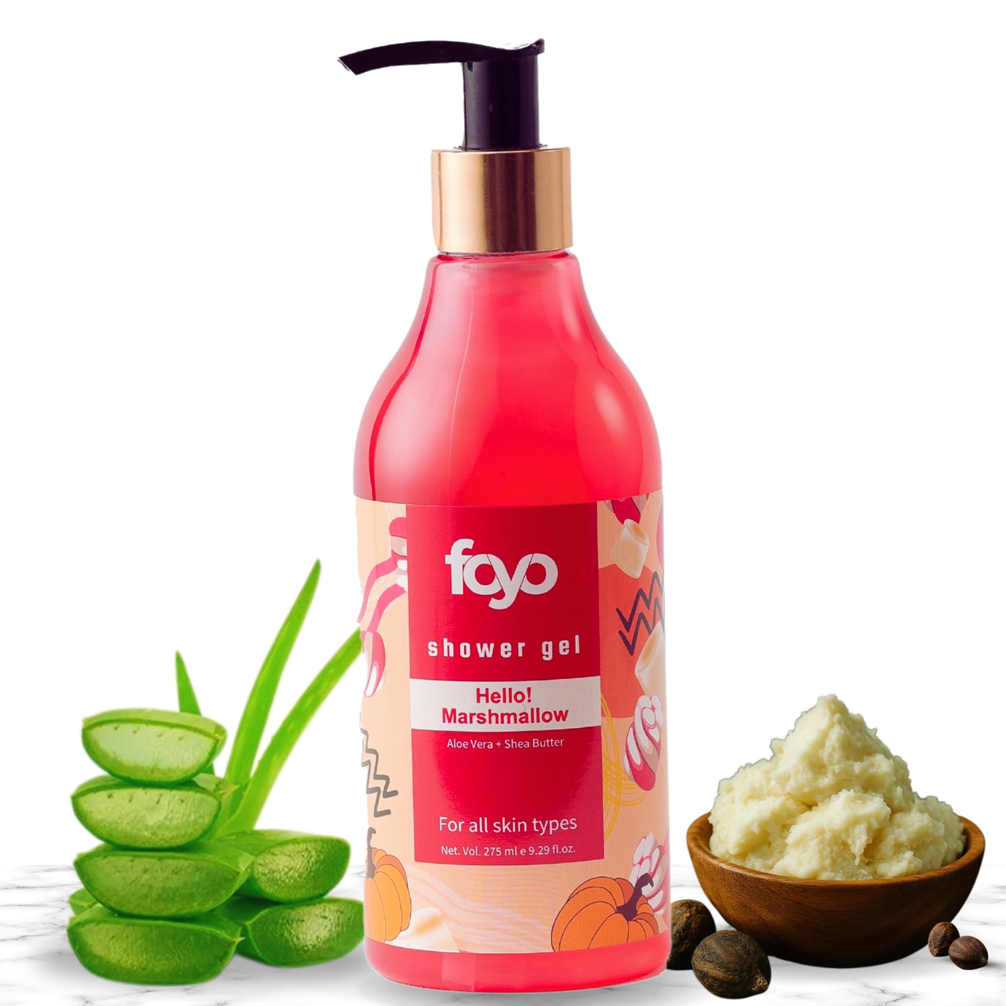 FOYO Hello! Marshmallow Deep Cleansing Body Wash - 275 ml | Paraben & SLS-Free Shower Gel for Men & Women | Moisturizing & Hydrating | Prevents Dry, Rough, Skin | Softer & Smoother Skin with Aloe Vera-picture-11