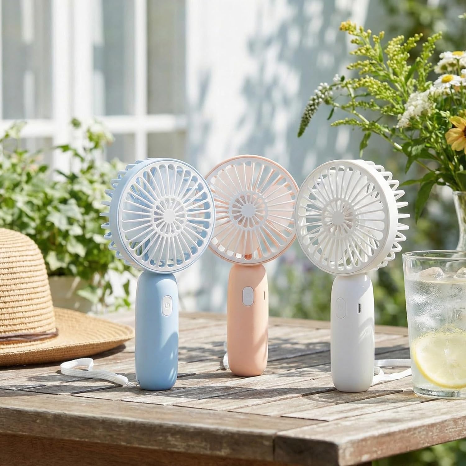 12 Pack Mini Portable Handheld Fan Bulk for Travel 3 Speeds, Rechargeable USB Battery Operated, Small Personal Eyelash Fans for Women Outdoor (Pink Blue White,Simple Style)
