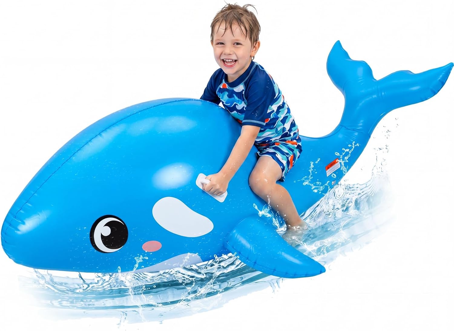 HyDren 79" Giant Inflatable Whale Pool Float Realistic Sea Animal Ride-On Toy with Handles for Kids Adults, Blow up Summer Gift Supplies, Beach Swimming Pool Party Decor
