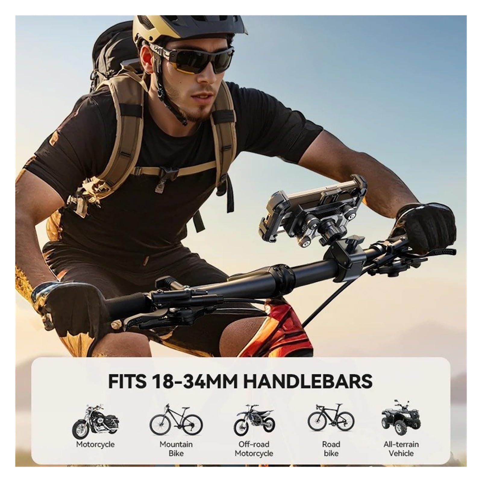 Support GPS Moto Support De Téléphone pour Moto, Vue À 360°, Anti-Vibration, Fixation pour Guidon Vélo, Utilisation Une Main, pour Modèles 4,7 Pouces