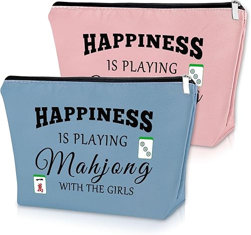 Miniatura 1 de Sazuwu Mahjong - Bolsa de maquillaje divertida para mujer, Azul y rosa
