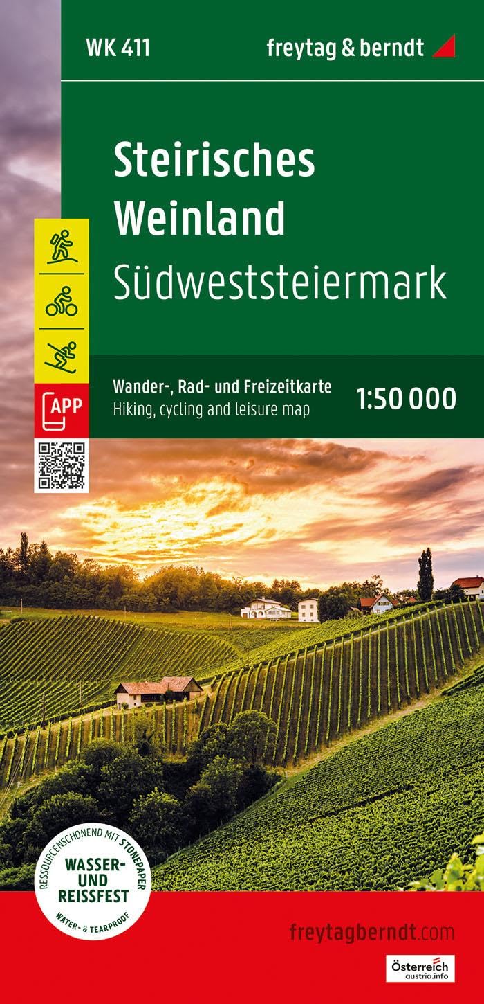 Steirisches Weinland hiking, cycling and leisure map 1:50,000: Südweststeiermark, mit APP, wasserfest und reißfest