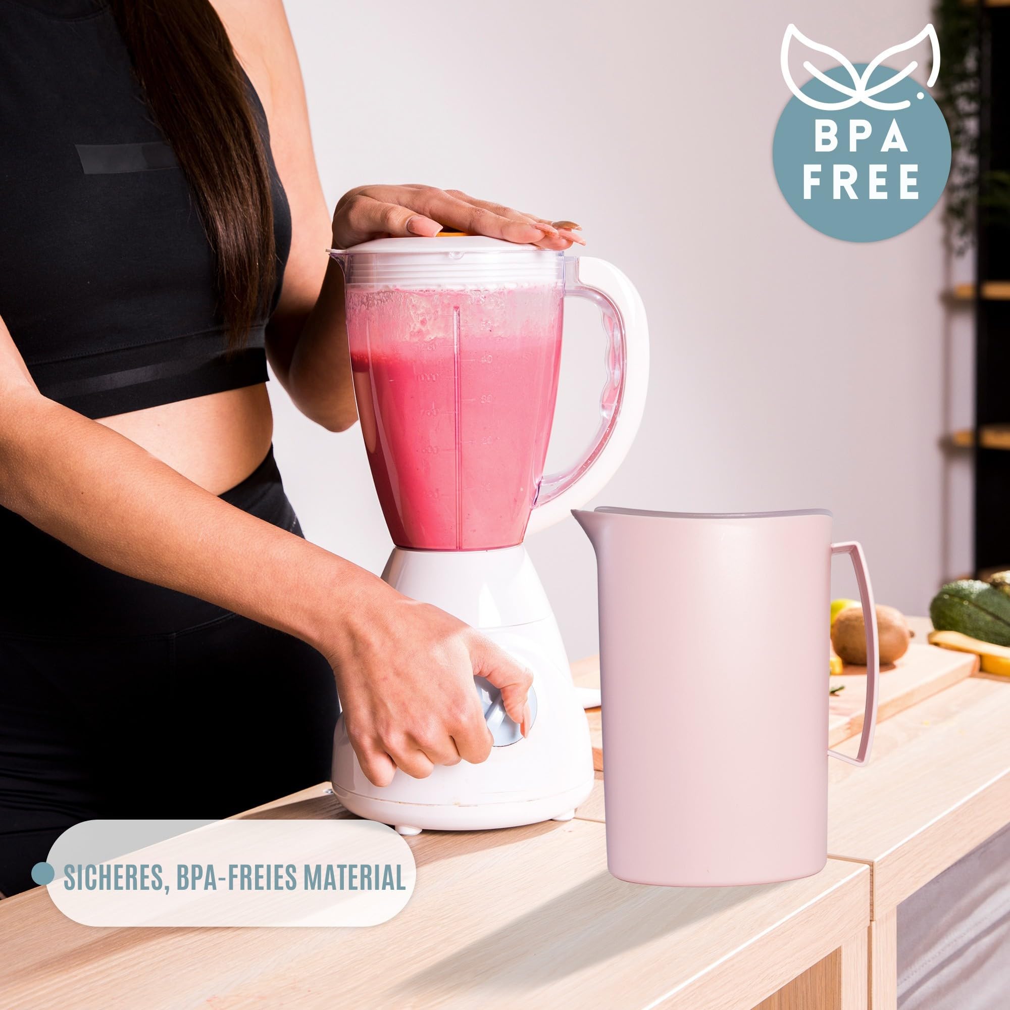 Wasserkaraffe 2 Liter aus Hochwertigem Kunststoff, Bpa-frei. Karaffe mit Deckel, Multifunktional für Feiern und Aktivitäten im Freien. Karaffe Plastik. (Grün)