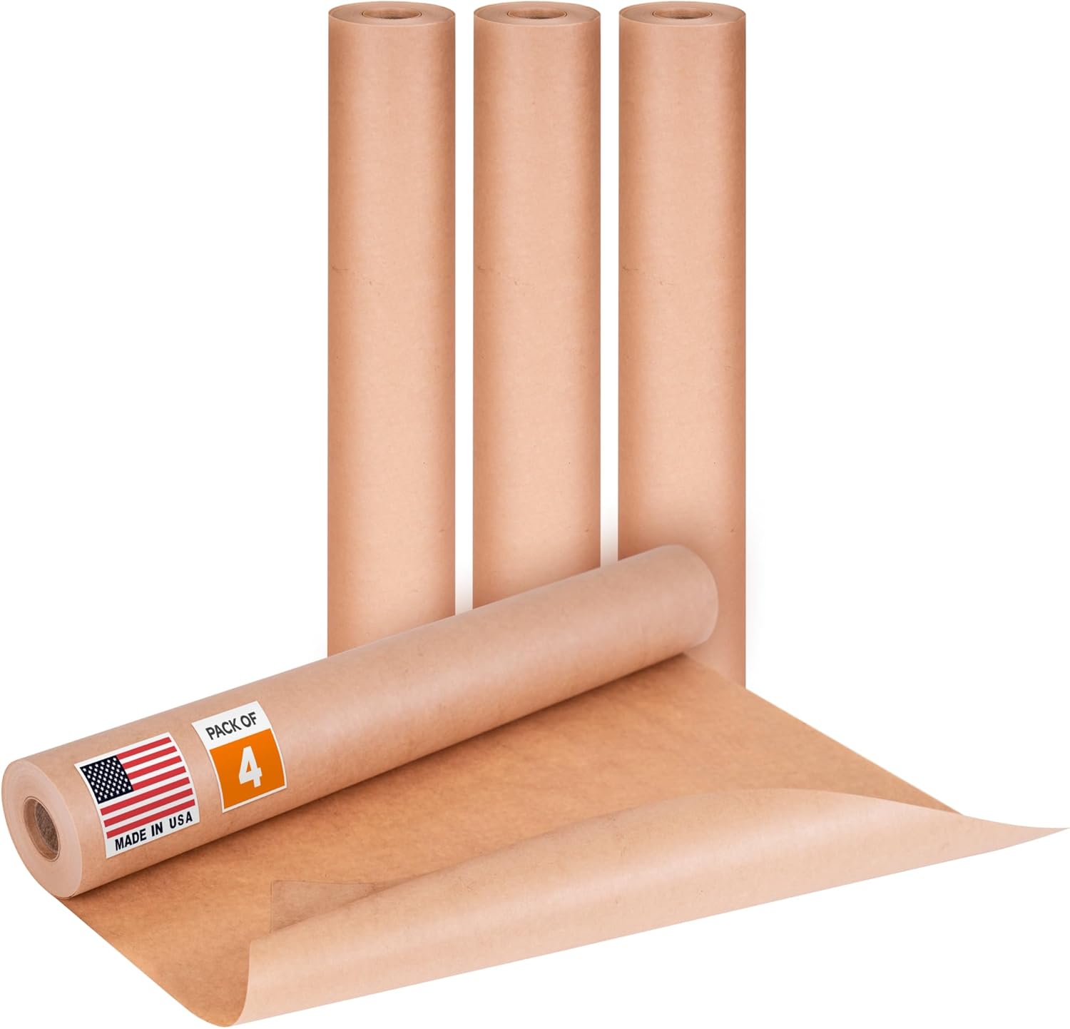 18" x 60 Yards (180 feet) Masking Paper Roll (Pack of 4) - Made in USA General Purpose Kraft Masking Paper for Painting - Painters’ Protection from Splatter and Overspray