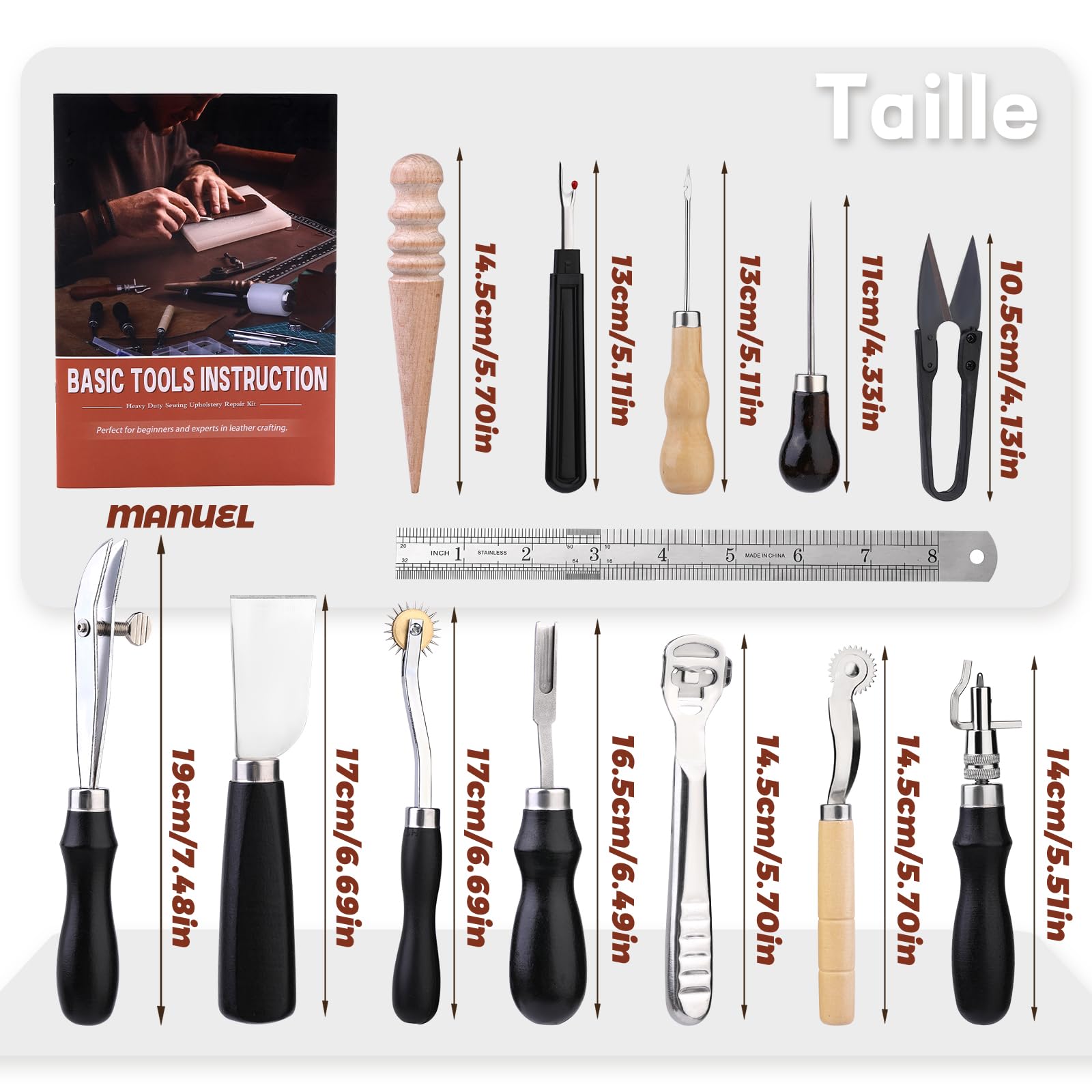 YOSOO Roue de poinçonnage en cuir Outil en cuir artisanal, 13pcs