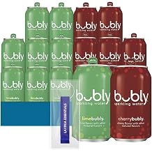 Bubly - Lavinia Essentials Bundle 16-Pack of Lime + Cherry Flavored Sparkling Water 12 fl oz On-the-Go Aluminum Can + 1 Utility Prop.